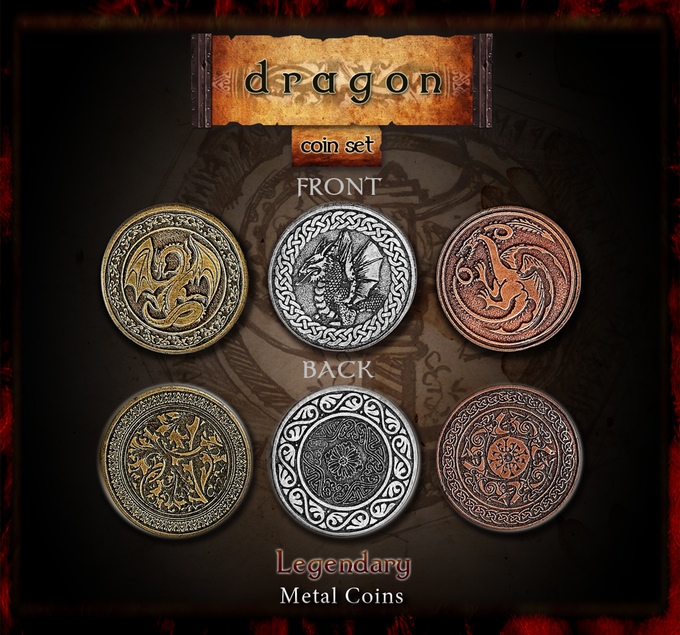 Legendary Metal Coins for Gaming - Dragons