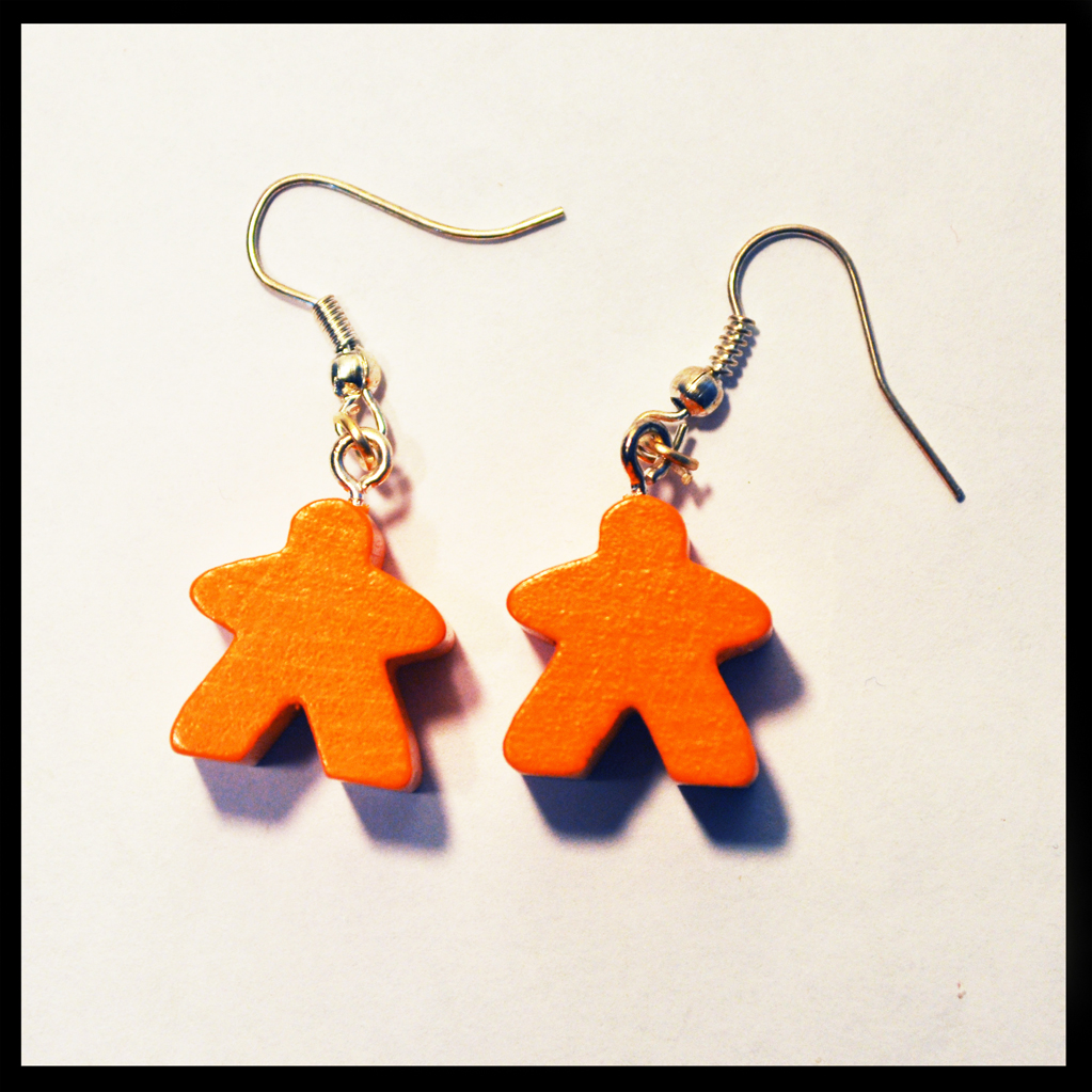 boucles d'oreilles meeples orange