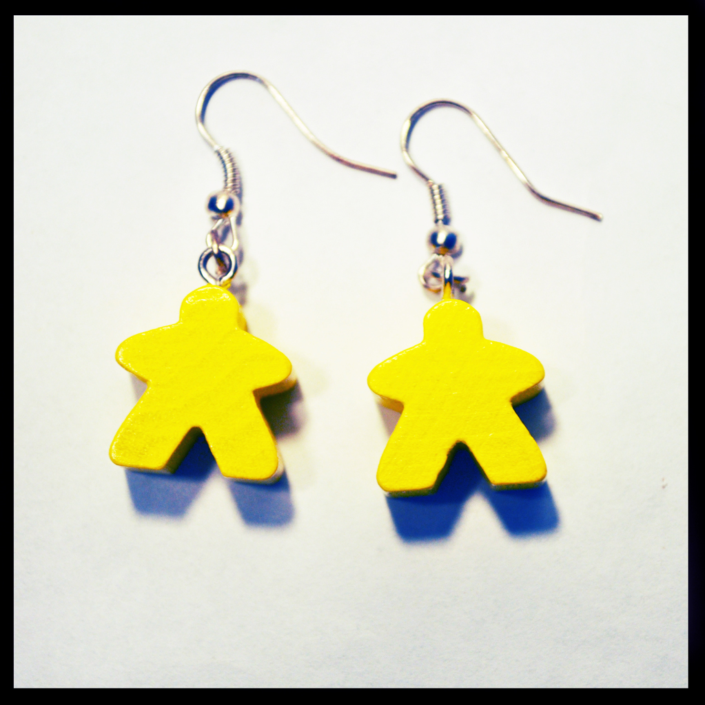 boucles d'oreilles meeples jaunes