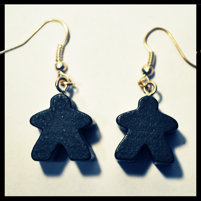 boucles d'oreilles meeples noirs