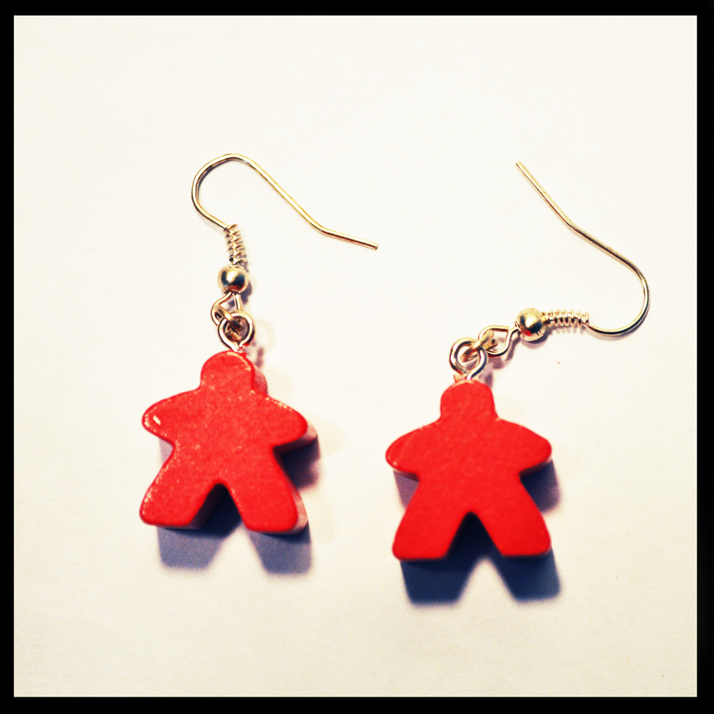 boucles d'oreilles meeples rouges