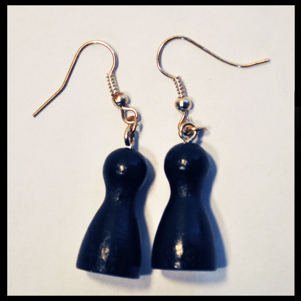 boucles d'oreilles pions noirs