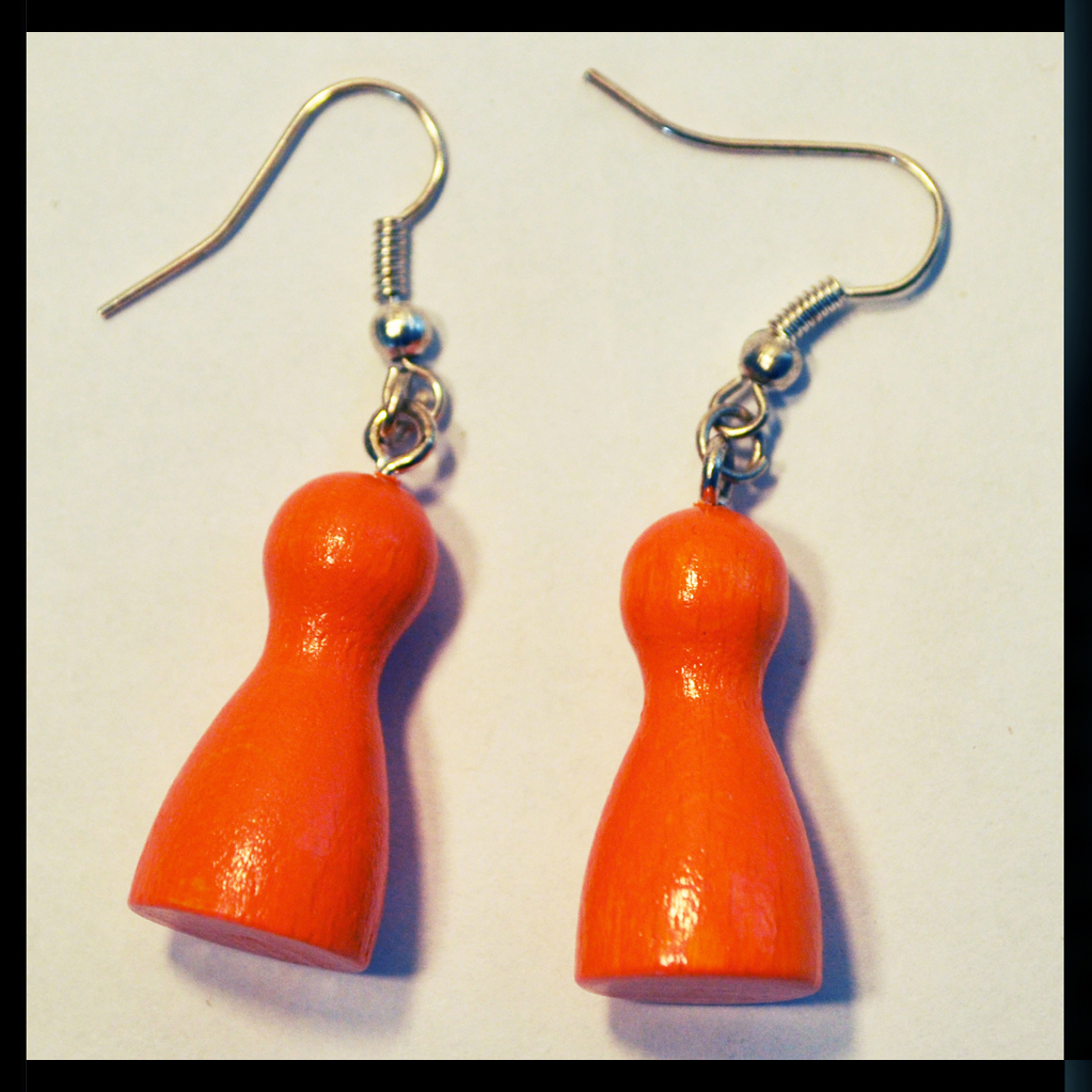 boucles d'oreilles pions orange