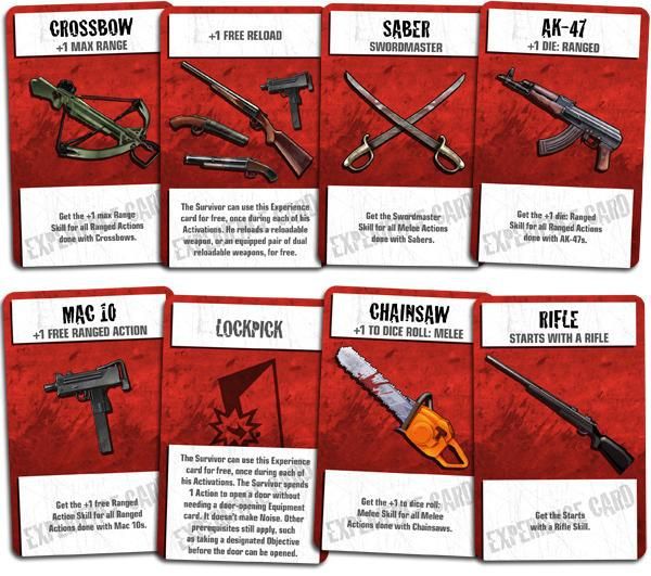 Zombicide - Experiences cards - Kickstarter exclusivité - 110 cartes armes en plus