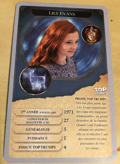 Top Trumps - Harry Potter - Carte Lily Evans