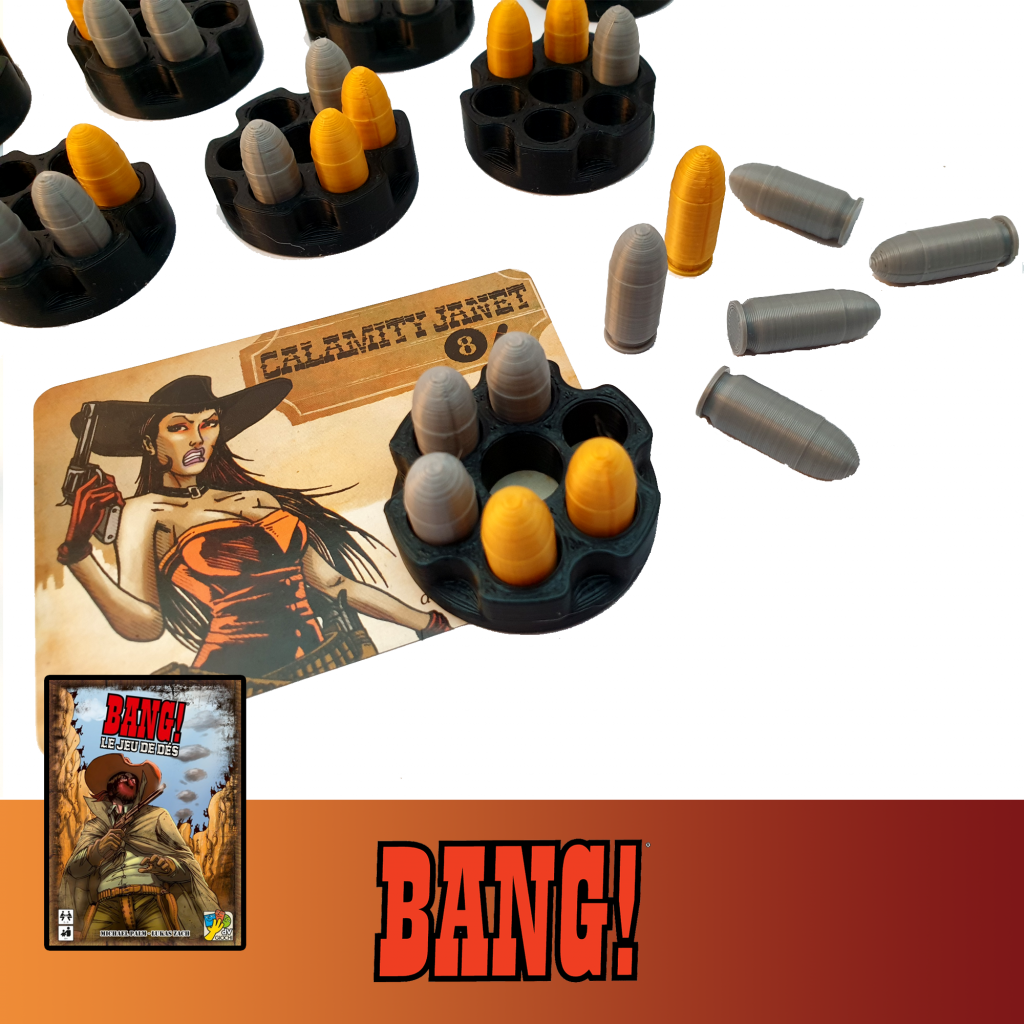 Bang! Le jeu de dés - jetons Balles imprimés en 3D Bang! Le jeu de dés - jetons Balles imprimés en 3D