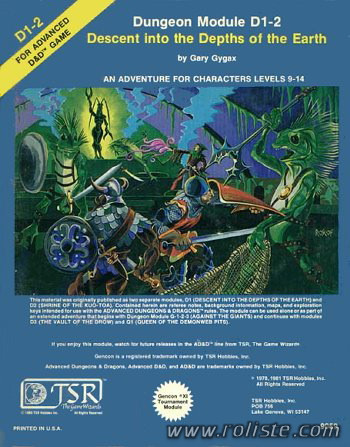 Advanced Dungeons & Dragons - 1st Edition - Module D1-2 - Descent Into The Depths Of The Earth