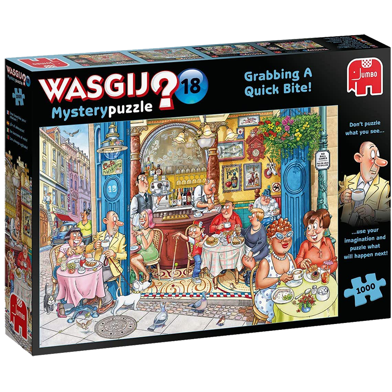Wasgij Mystery Puzzle 18 - 1000 Pcs - Grabbing A Quick Bite !