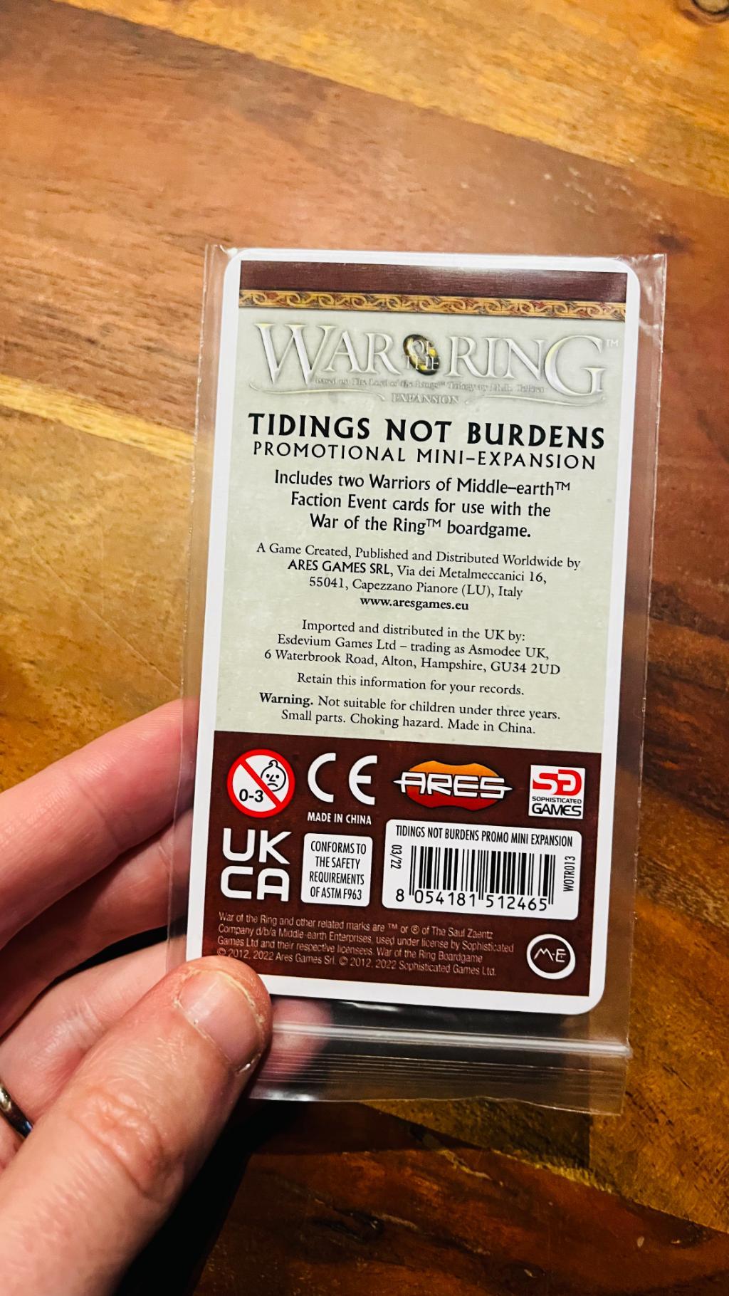 War Of The Ring - Anniversary Edition - Tidings Not Burdens Mini-expansion