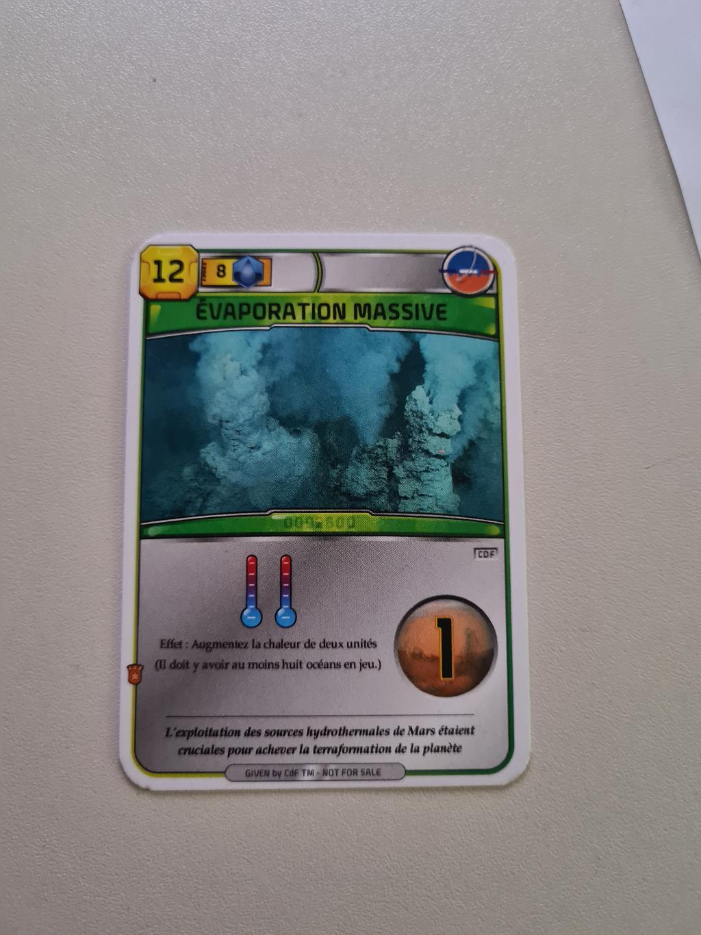 Terraforming Mars - Carte Promo fan made - Evaporation Massive