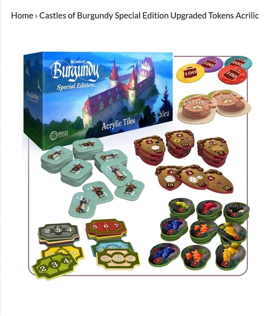 Les Châteaux De Bourgogne / Die Burgen Von Burgund / The Castles Of Burgundy - Jetons Acryliques / Acrylic Tokens