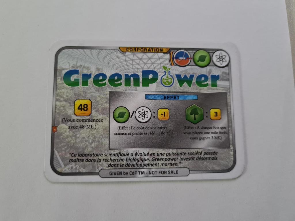 Terraforming Mars - Carte promo fan made Green Power