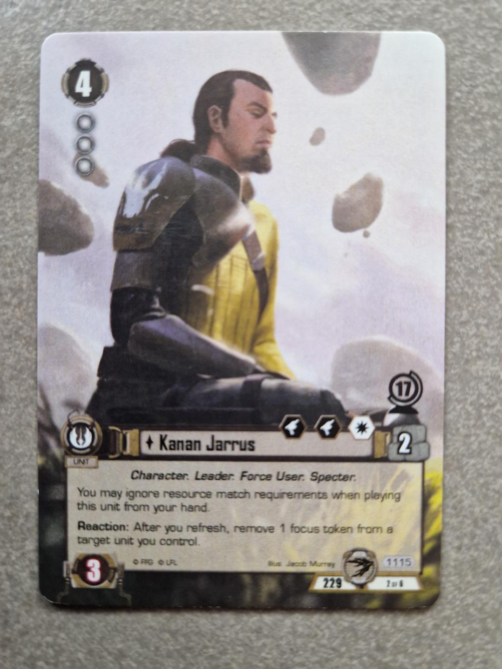 Star Wars - Le Jeu De Cartes - Kanan Jarrus World Championship 2017 Promo Card