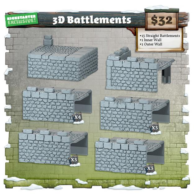 Zombicide White Death - Murs 3d Battlements - Exclusive Kickstarter