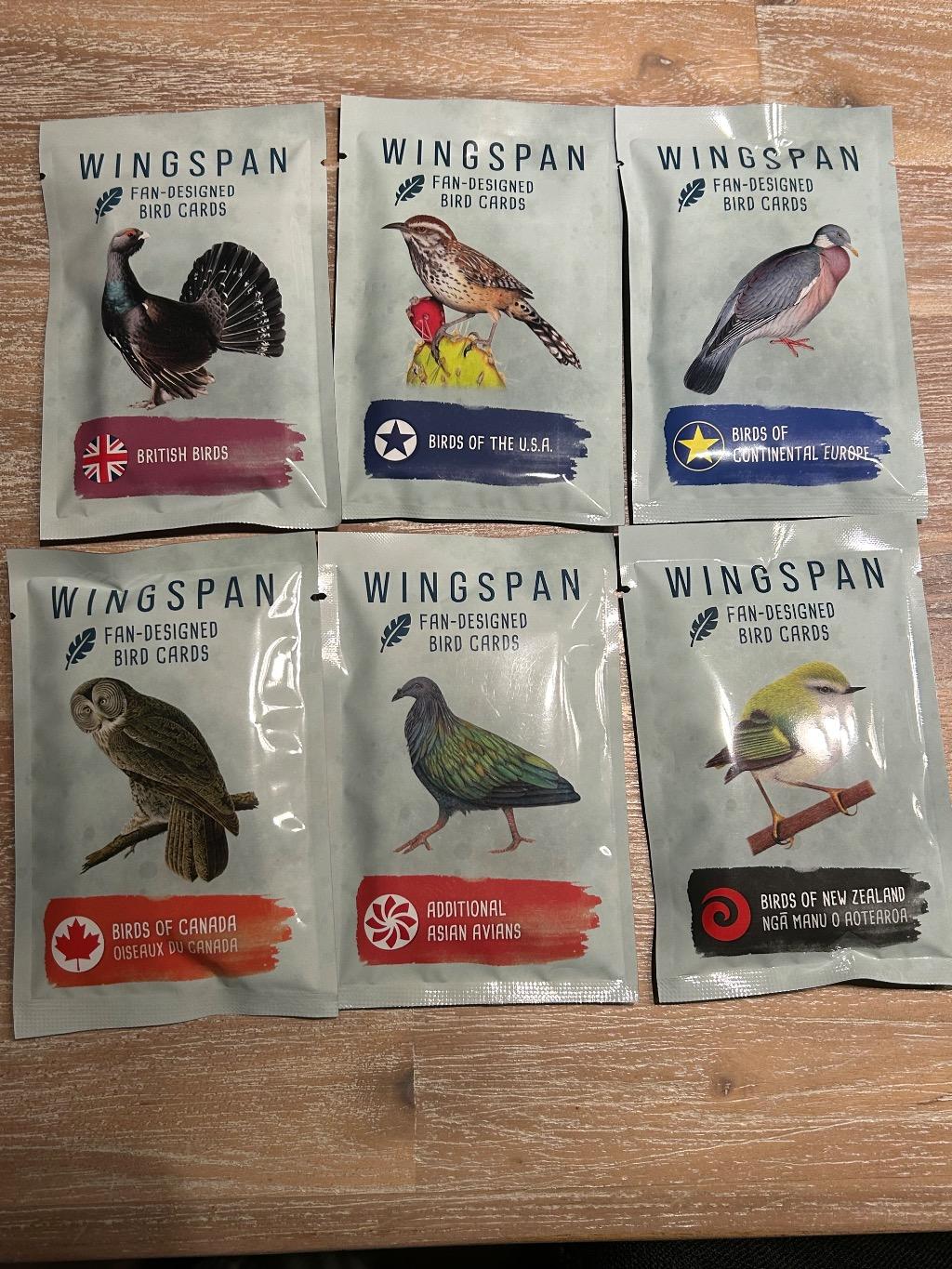 Wingspan Fan-designed Bird Cards - 6 Packs Avec Continental Europe / Usa / Asian Avians / Canada / New Zealand / British Birds Wingspan Fan-designed Bird Cards - 6 Packs Avec Continental Europe / Usa / Asian Avians / Canada / New Zealand / British Birds