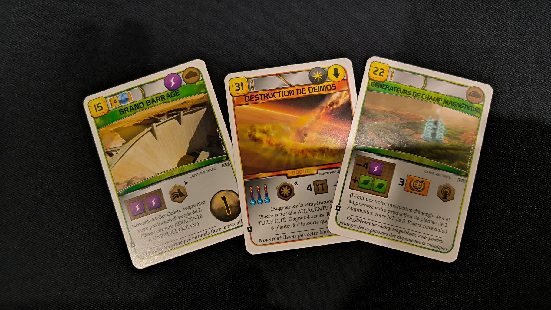 Terraforming Mars - Cartes De Remplacement Issue De La Big Box : Grand Barrage, Destruction De Deimos, Générateurs De Champ Magnétique
