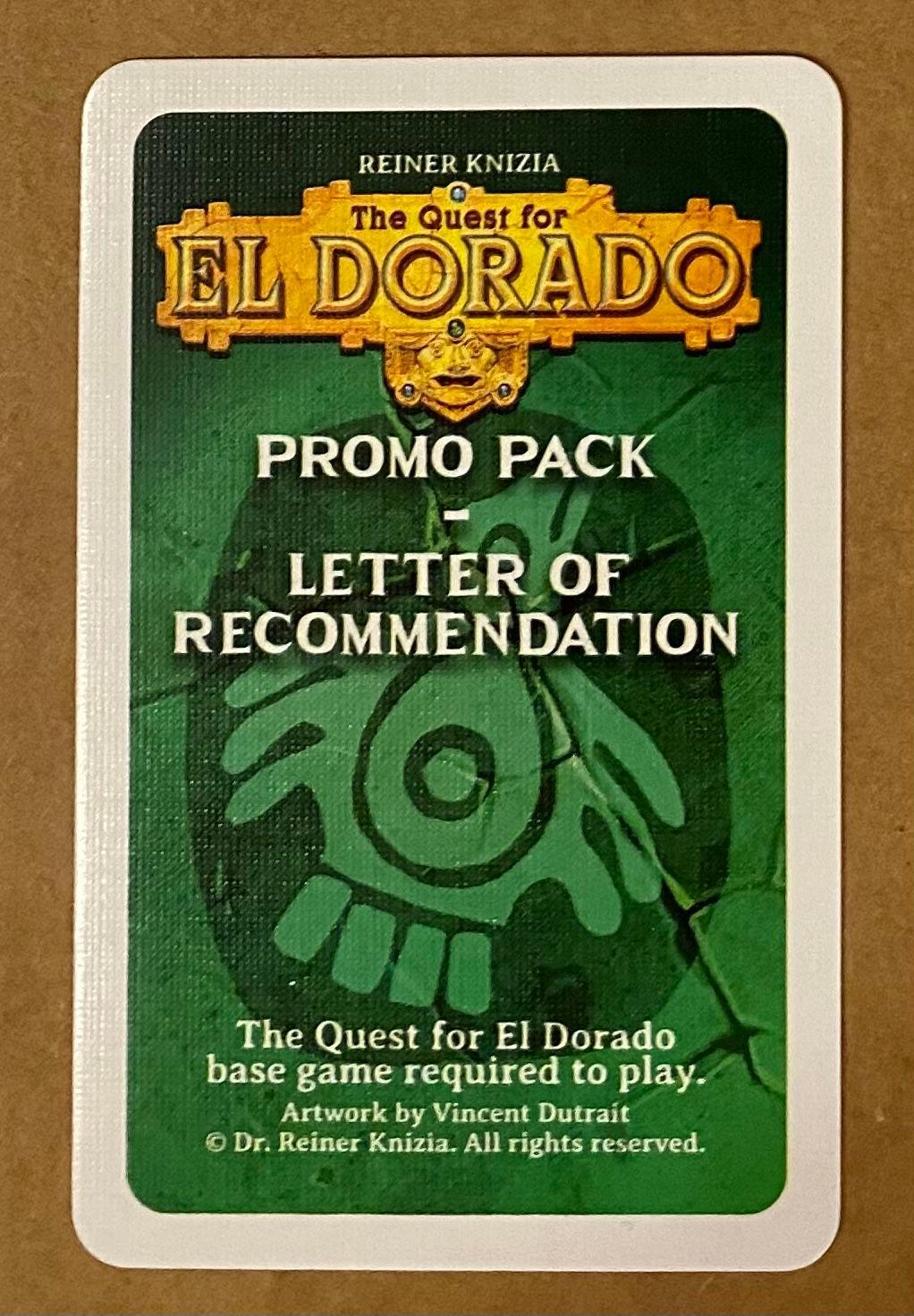 The Quest For El Dorado - Promo Pack - Letter Of Recommendation The Quest For El Dorado - Promo Pack - Letter Of Recommendation
