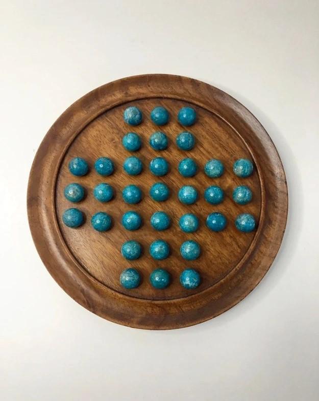 Jeu De Solitaire En Bois Et Pierres Minérales Turquoise – 20 Cm Jeu De Solitaire En Bois Et Pierres Minérales Turquoise – 20 Cm