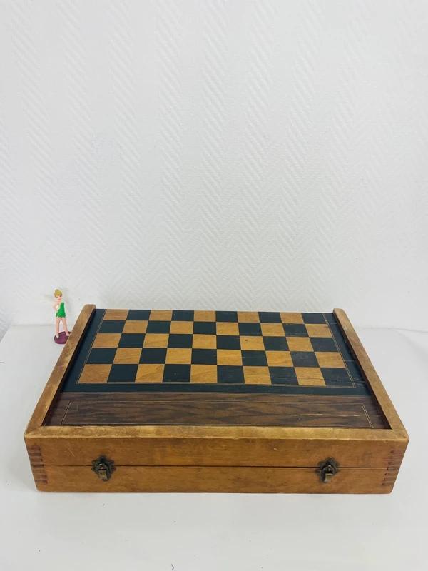 Coffret Pliable Jeu Dames Et Backgammon Vintage
