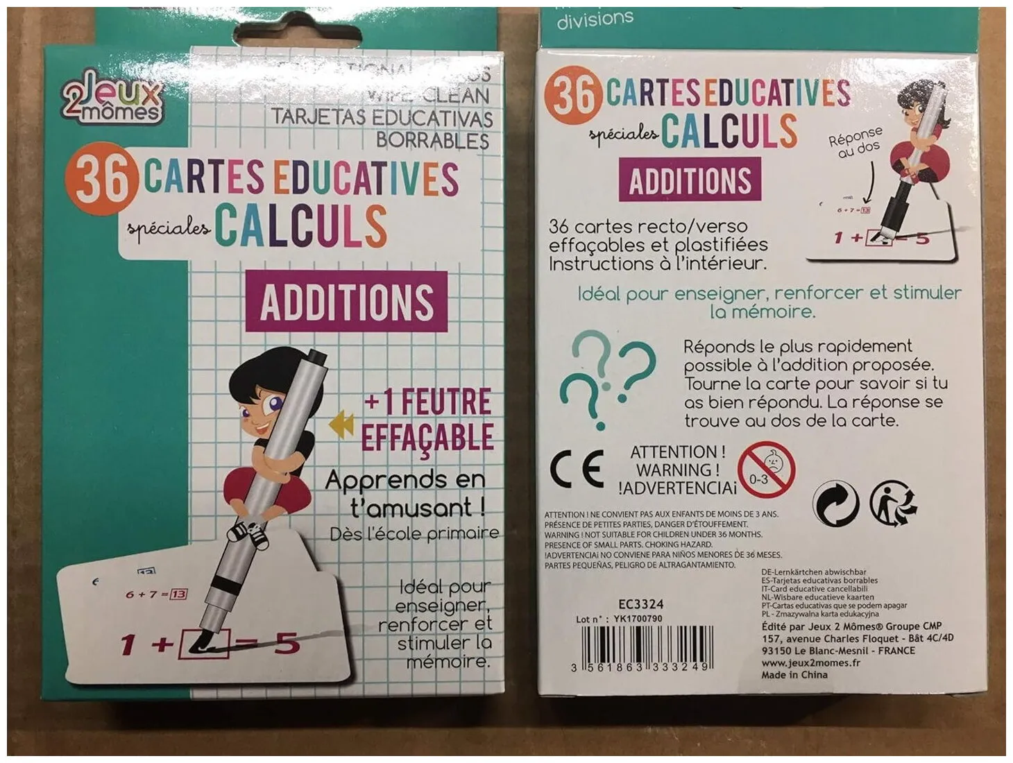 Cartes Educatives Spéciales Calculs Additions