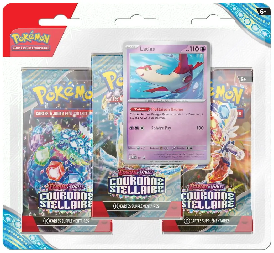 Pokémon Jcc - Pack De 3 Boosters - Latias Couronne Stellaire