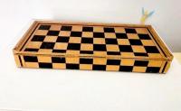 Image de Coffret Jeu D'échecs Et Dames En Bois Pliant Vintage