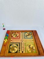Image de Jeu De Société En Bois Réversible 2en1 Jeu De Dames Et Jeu De Chevaux Vintage