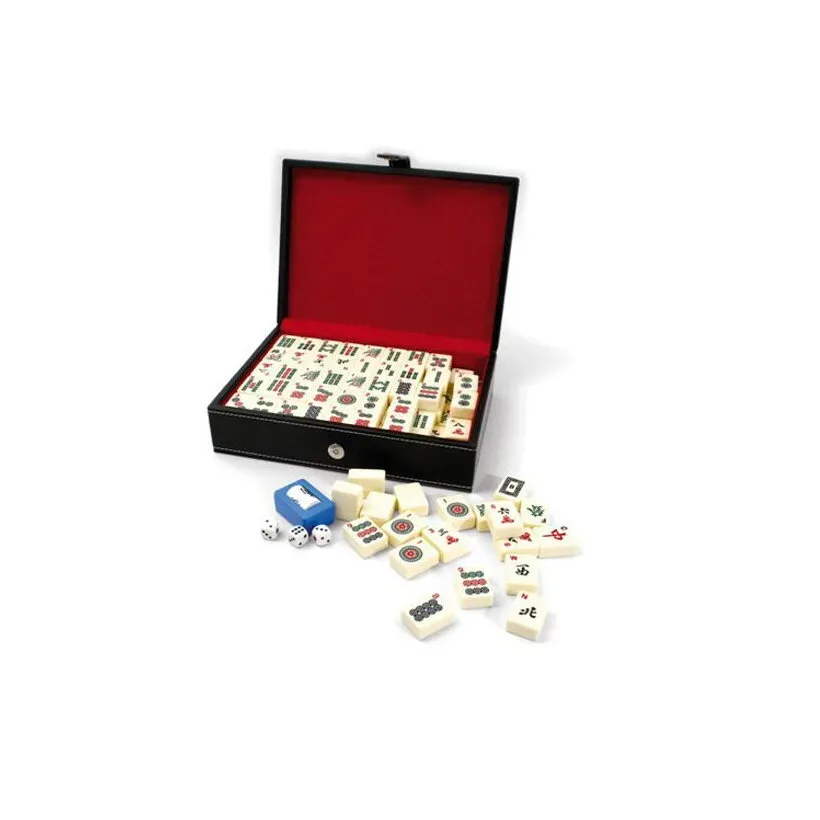 Image de Mahjong Coffret En Cuir Noir